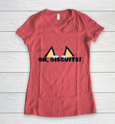 Bluey Oh Biscuits Mum Dad Cartoon Mother s Father s Day Women's V-Neck T-Shirt 3