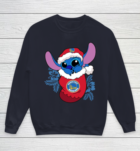 Golden State Warriors Christmas Stitch In The Sock Funny Disney NBA Youth Sweatshirt 3