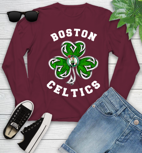 NBA Boston Celtics Three Leaf Clover St Patrick's Day Basketball Sports Youth Long Sleeve 6