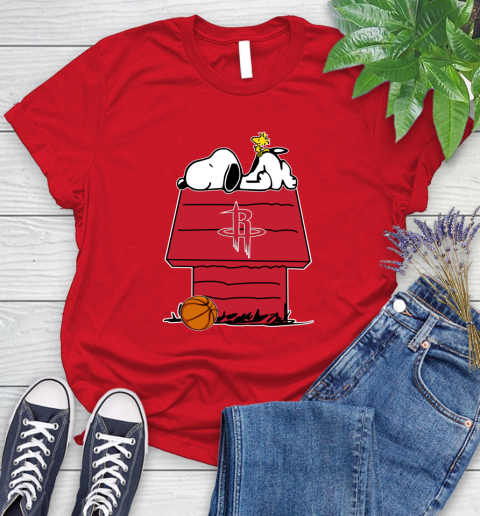 Houston Rockets NBA Basketball Snoopy Woodstock The Peanuts Movie Women's T-Shirt 9
