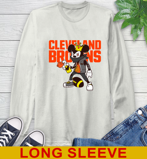 Cleveland Browns NFL Football Mickey Peace Sign Sports Long Sleeve T-Shirt 12