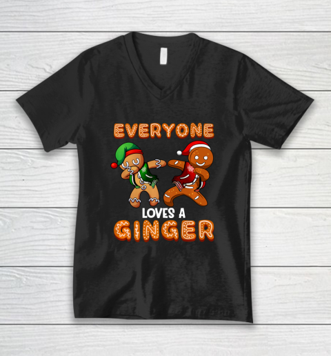 Everyone Loves A Ginger Dab Christmas V-Neck T-Shirt