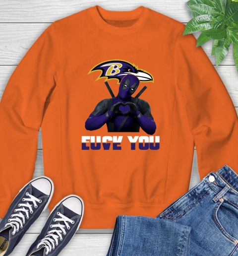 NHL Baltimore Ravens Deadpool Love You Fuck You Football Sports Sweatshirt 3