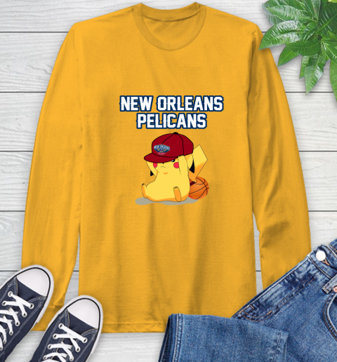 NBA Pikachu Basketball Sports New Orleans Pelicans Long Sleeve T-Shirt 3