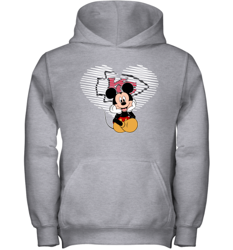 NFL Kansas City Chiefs The Heart Mickey Mouse Disney Football T Shirt XoXQs6KJwZ1 youth hoodie 43 95 151514 front sport grey