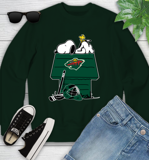 Minnesota Wild NHL Hockey Snoopy Woodstock The Peanuts Movie Youth Sweatshirt 10