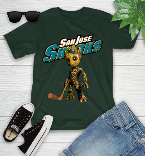 San Jose Sharks NHL Hockey Groot Marvel Guardians Of The Galaxy Youth T-Shirt 5