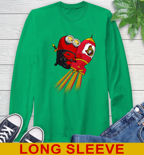 NHL Hockey Ottawa Senators Deadpool Minion Marvel Shirt Long Sleeve T-Shirt 8