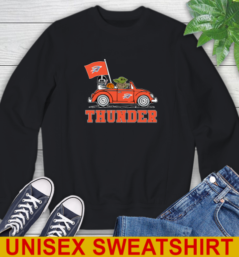NBA Basketball Oklahoma City Thunder Darth Vader Baby Yoda Driving Star Wars Shirt Sweatshirt 2