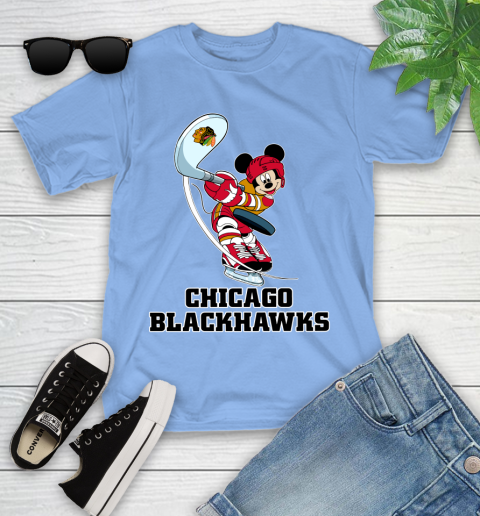 NHL Hockey Chicago Blackhawks Cheerful Mickey Mouse Shirt Youth T-Shirt 11