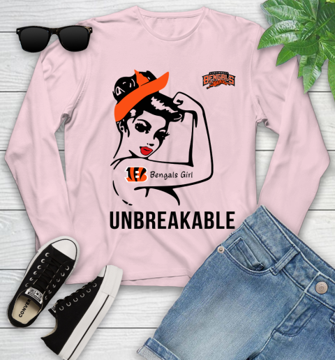 NFL Cincinnati Bengals Girl Unbreakable Football Sports Youth Long Sleeve 7