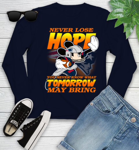 New England Patriots NFL Football Mickey Disney Never Lose Hope Youth Long Sleeve 2