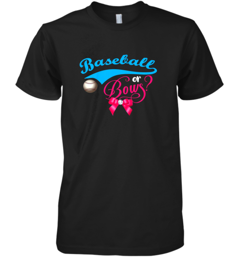 Cute Baseball or Bows Gender Reveal Party Premium Men's T-Shirt