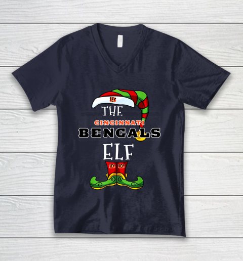 Cincinnati Bengals Christmas ELF Funny NFL V-Neck T-Shirt 2
