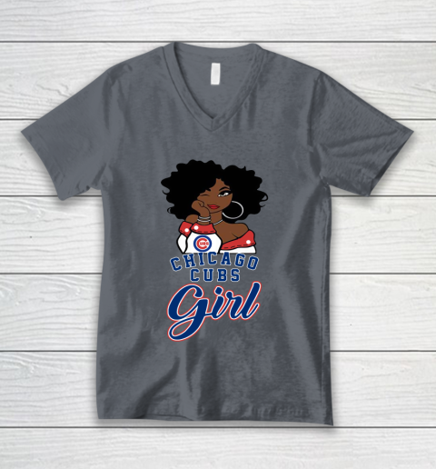 Chicago Cubs Girl MLB V-Neck T-Shirt - Image 6