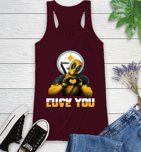 NHL Pittsburgh Steelers Deadpool Love You Fuck You Football Sports Racerback Tank 2