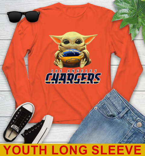 NFL Football Los Angeles Chargers Baby Yoda Star Wars Shirt Youth Long Sleeve 4