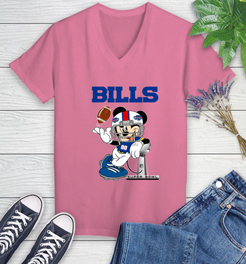 NFL Buffalo Bills Mickey Mouse Disney Super Bowl Football T Shirt Women's V-Neck T-Shirt 13