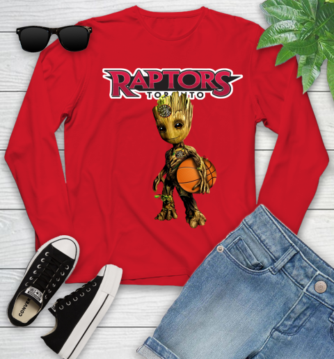 Toronto Raptors NBA Basketball Groot Marvel Guardians Of The Galaxy Youth Long Sleeve 11