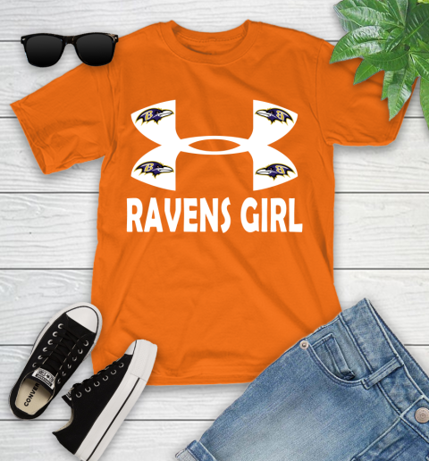 NFL Baltimore Ravens Girl Under Armour Football Sports Youth T-Shirt 10 NFL Baltimore Ravens Girl Under Armour Football Sports Youth T-Shirt - Image 10