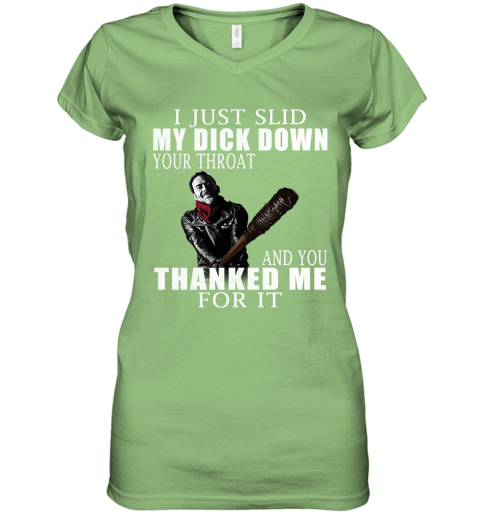 1erm i just slid my dick down your throat the walking dead shirts women v neck t shirt 39 front lime