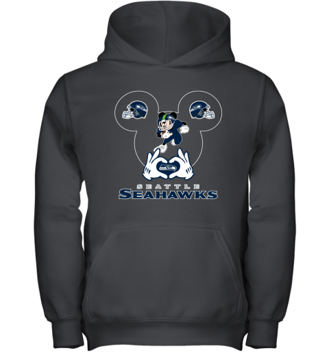 I Love The Seahawks Mickey Mouse Seattle Seahawks Youth Hoodie