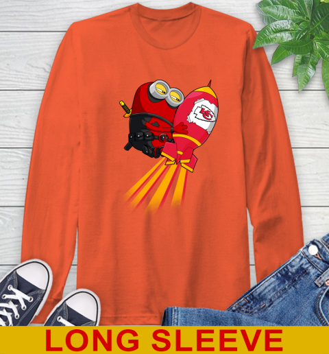 NFL Football Kansas City Chiefs Deadpool Minion Marvel Shirt Long Sleeve T-Shirt 4