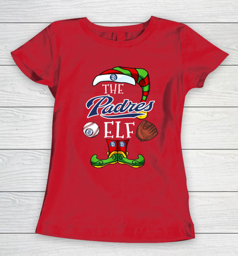 San Diego Padres Christmas ELF Funny MLB Women's T-Shirt 9