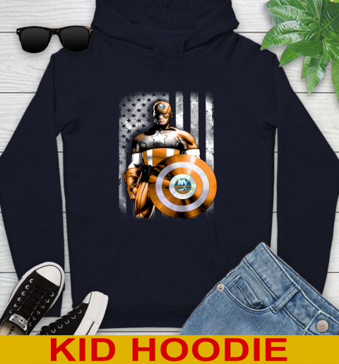 New York Islanders NHL Hockey Captain America Marvel Avengers American Flag Shirt Youth Hoodie 3
