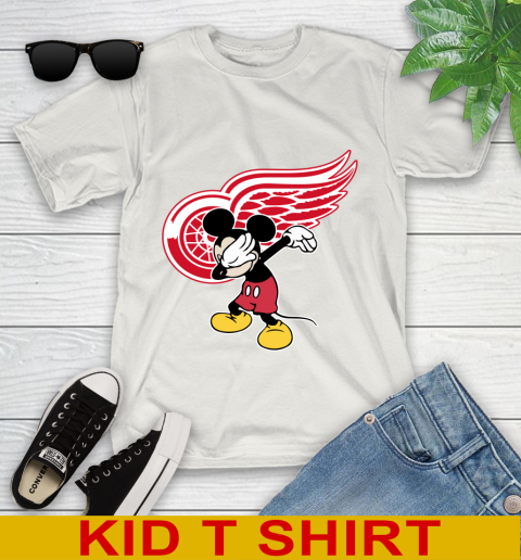 Detroit Red Wings NHL Hockey Dabbing Mickey Disney Sports Youth T-Shirt 12