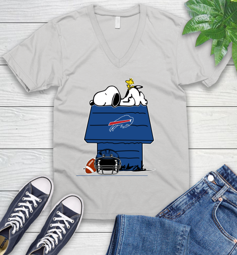 Buffalo Bills NFL Football Snoopy Woodstock The Peanuts Movie V-Neck T-Shirt