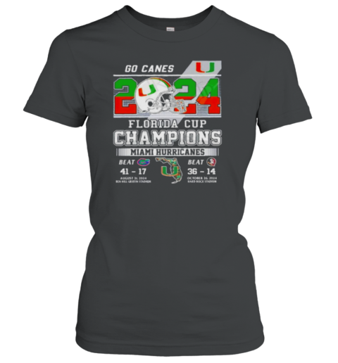 2024 Florida Cup Champions Miami Hurricanes Go Canes Women's T-Shirt