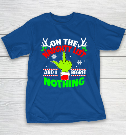 Funny On The List Of Naughty And I Regret Nothing Christmas Youth T-Shirt 6