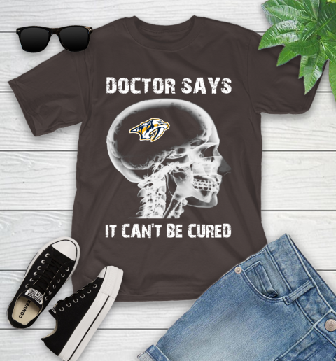 NHL Nashville Predators Hockey Skull It Can't Be Cured Shirt Youth T-Shirt 6