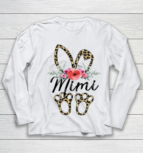 Mother s Day Easter Shirt For Mimi Leopard Bunny Floral Youth Long Sleeve