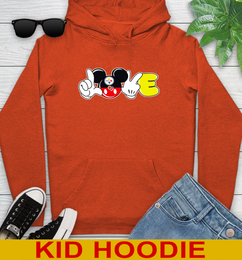 Pittsburgh Steelers NFL Football Love Mickey Disney Sports Youth Hoodie 5