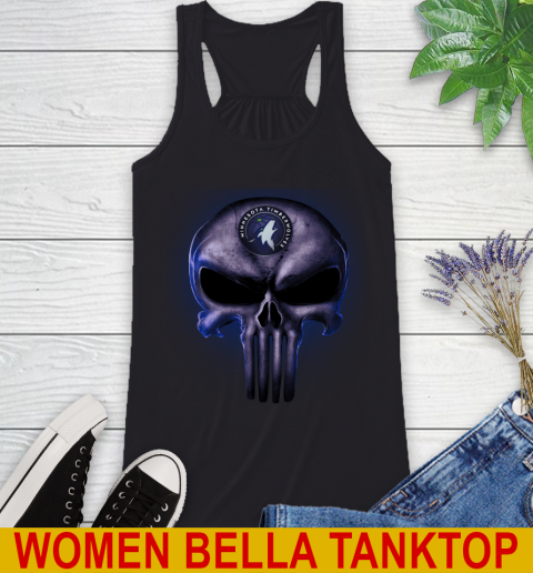 Minnesota Timberwolves NBA Basketball Punisher Skull Sports Racerback Tank