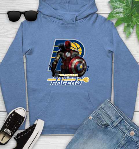 Indiana Pacers NBA Basketball Captain America Thor Spider Man Hawkeye Avengers Youth Hoodie 12