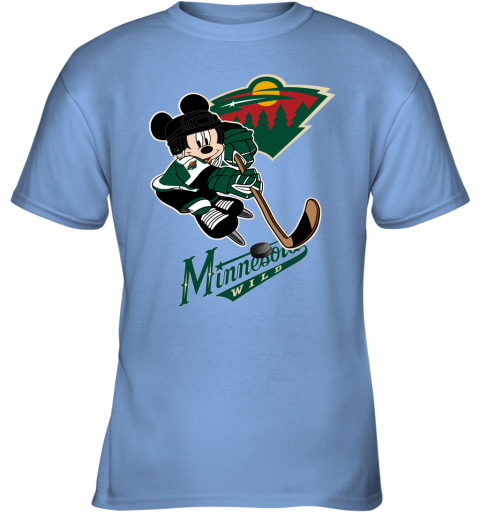 NHL Minnesota Wild Mickey Mouse Disney Hockey T Shirt lQoCkDBQORz youth t shirt 26 95 151514 front carolina blue
