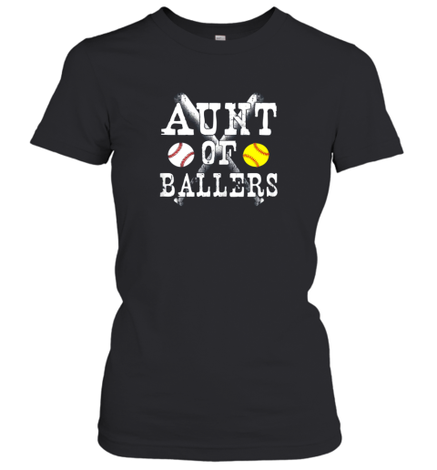 Vintage Aunt of Ballers Shirt Funny Baseball Softball Love Women's T-Shirt