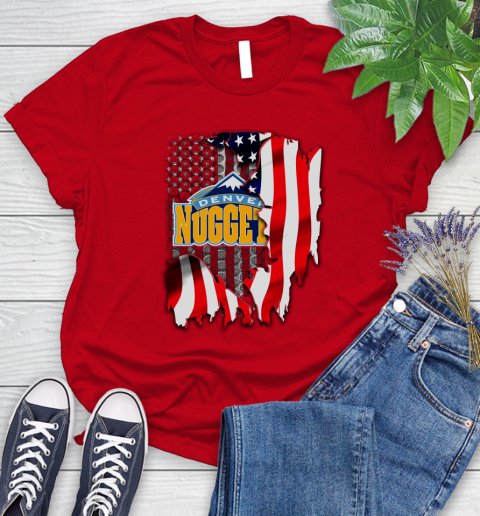 Denver Nuggets NBA Basketball American Flag Women's T-Shirt 13