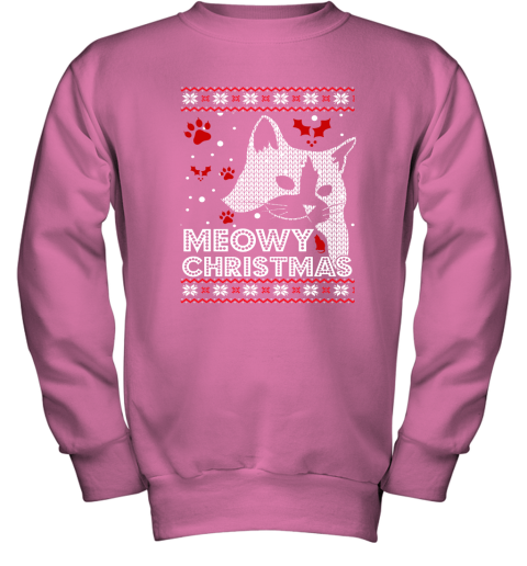 Meowy Christmas Ugly Christmas Holiday Adult Crewneck Youth Sweatshirt