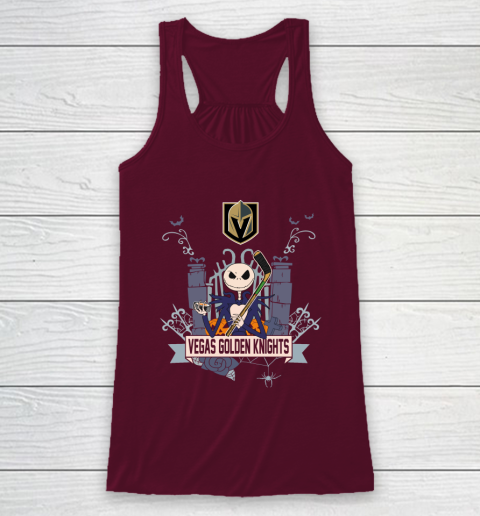 NHL Vegas Golden Knights Hockey Jack Skellington Halloween Racerback Tank 2