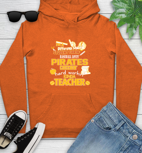 Pittsburgh Pirates MLB I'm A Difference Making Student Caring Baseball Loving Kinda Teacher Youth Hoodie 4
