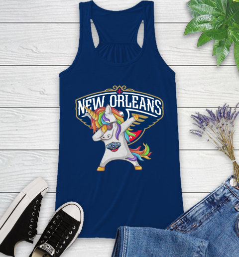 New Orleans Pelicans NBA Basketball Funny Unicorn Dabbing Sports Racerback Tank 9