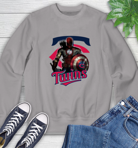 MLB Captain America Thor Spider Man Hawkeye Avengers Endgame Baseball Minnesota Twins Sweatshirt 5
