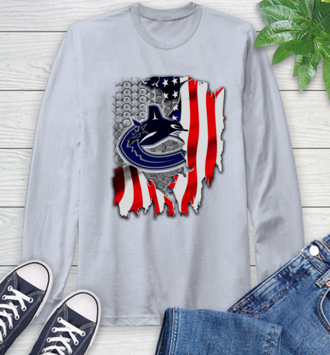 Vancouver Canucks NHL Hockey American Flag Long Sleeve T-Shirt 6