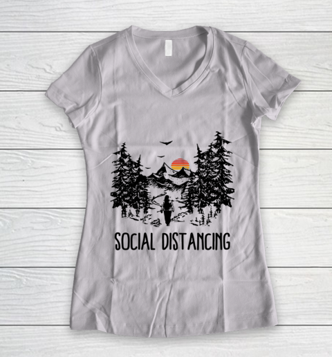 Social Distancing Shirt Camping Hiking Outdoors Women's V-Neck T-Shirt