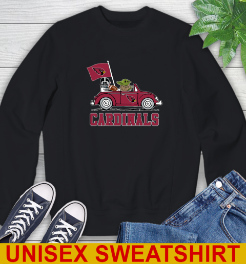 NFL Football Arizona CardinalsDarth Vader Baby Yoda Driving Star Wars Shirt Sweatshirt 2