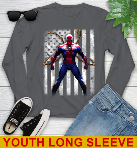 MLB Baseball New York Yankees Spider Man Avengers Marvel American Flag Shirt Youth Long Sleeve 9